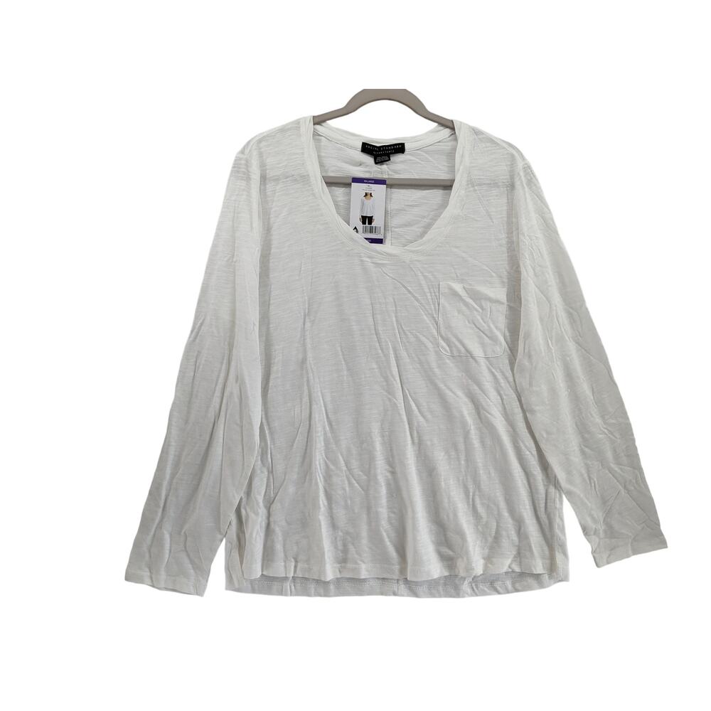 Sanctuary Dylan Scoop Neck Tee XXL White Tshirt Work Layering Staple Long Sleeve
